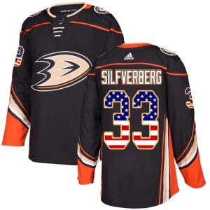 Kinder Anaheim Ducks Eishockey Trikot Jakob Silfverberg #33 Schwarz USA Flag Fashion